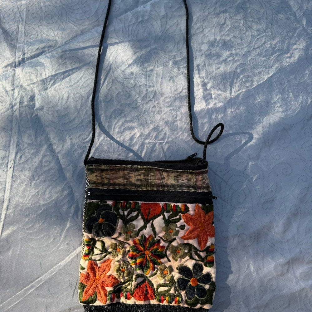 Embroidered Floral Crossbody Bag -